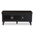 Baxton Studio Sheffield 3-door Dark Brown Wood Entryway Storage Bench Shoe Cabinet 121-6792